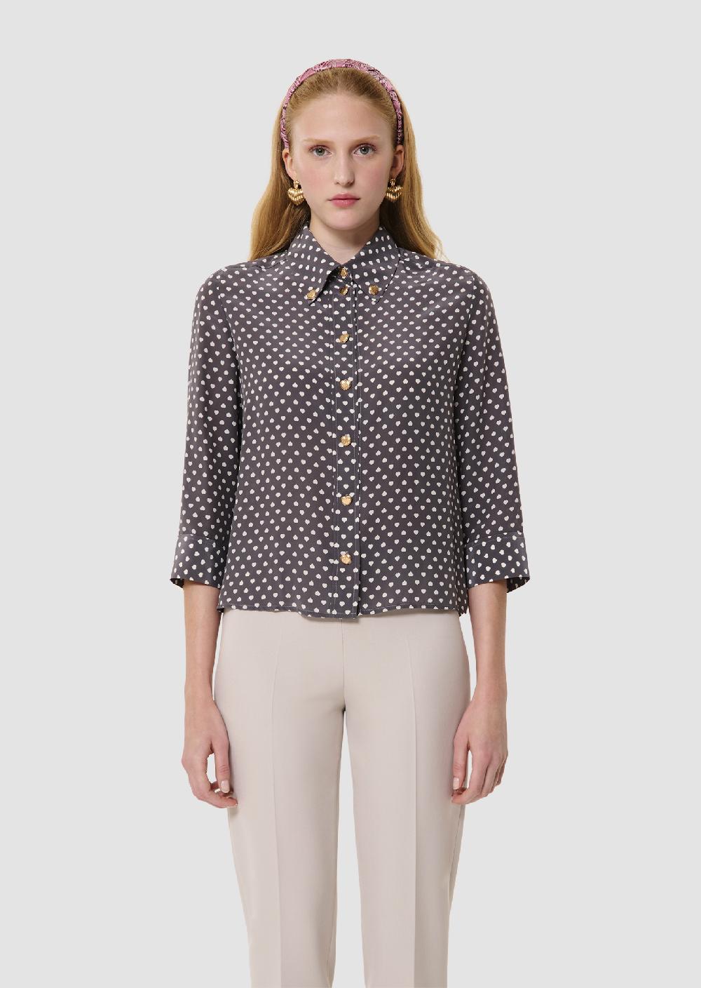 tara jarmon Chemise Charlotgrise imprimé mini coeurs