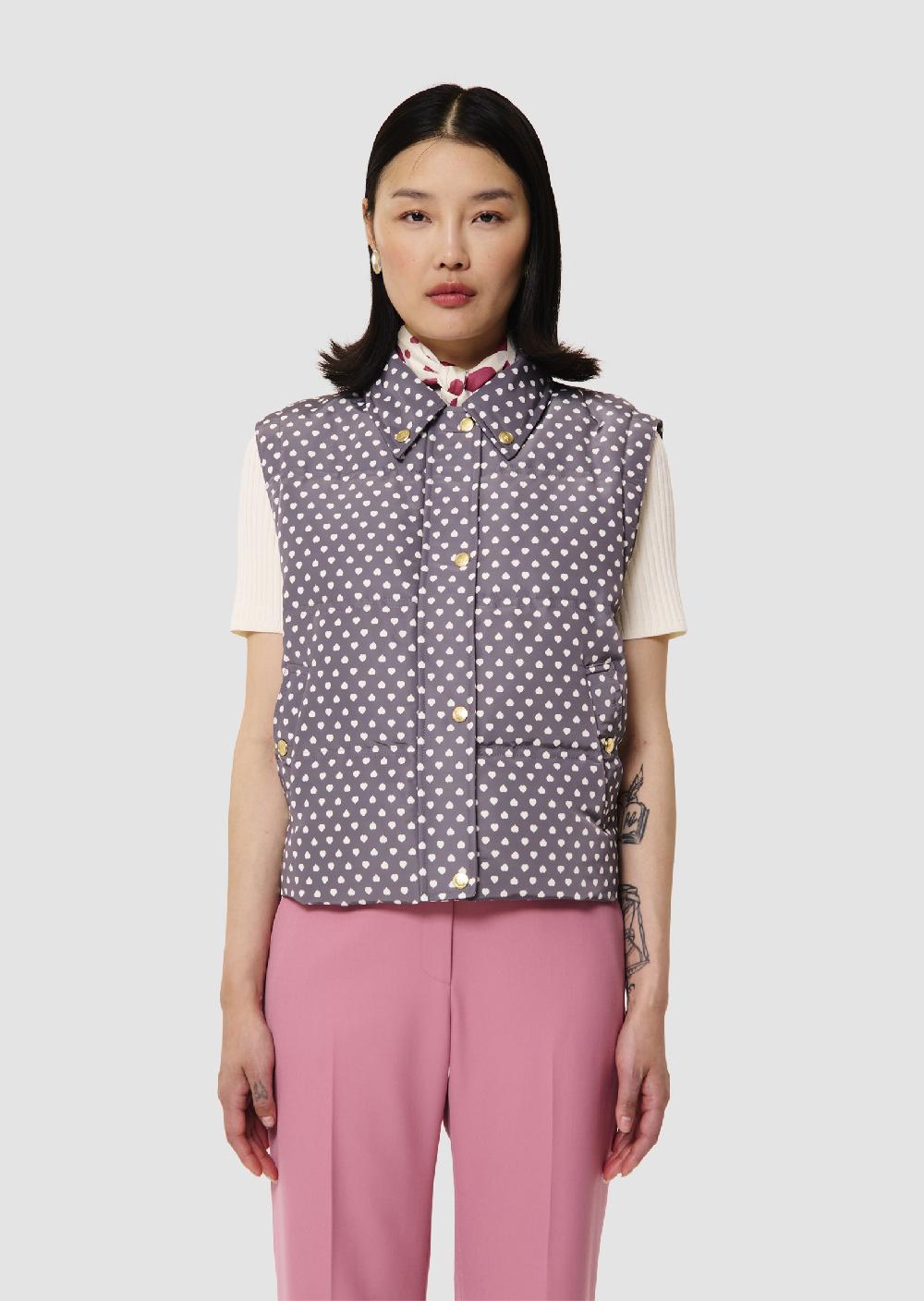 Tara Jarmon Doudoune Sans Manches Doragrise Imprimé Mini Coeurs