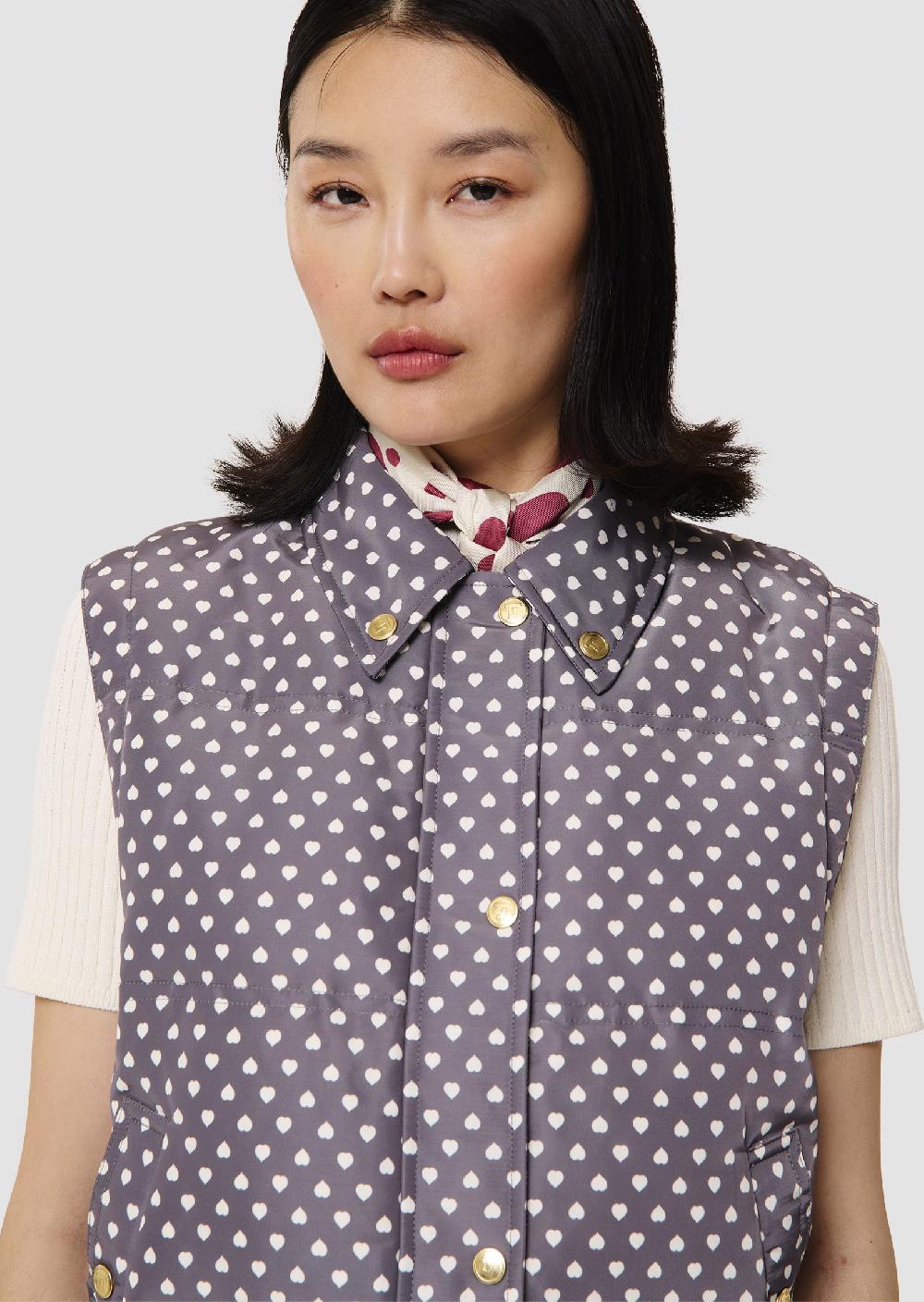 Tara Jarmon Doudoune Sans Manches Doragrise Imprimé Mini Coeurs