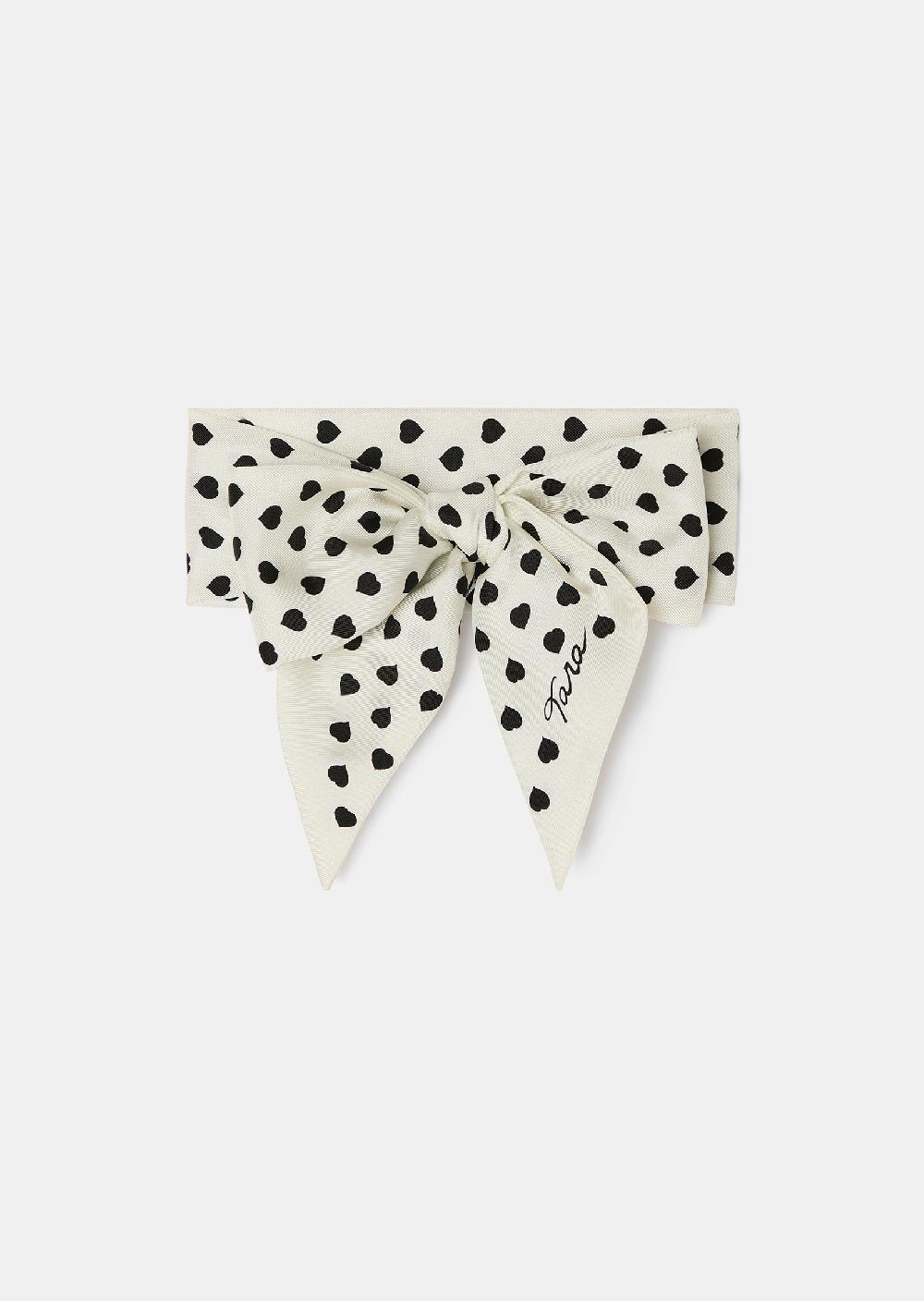 Tara Jarmon Foulard Emmaécru Imprimé Petits Coeurs Noirs