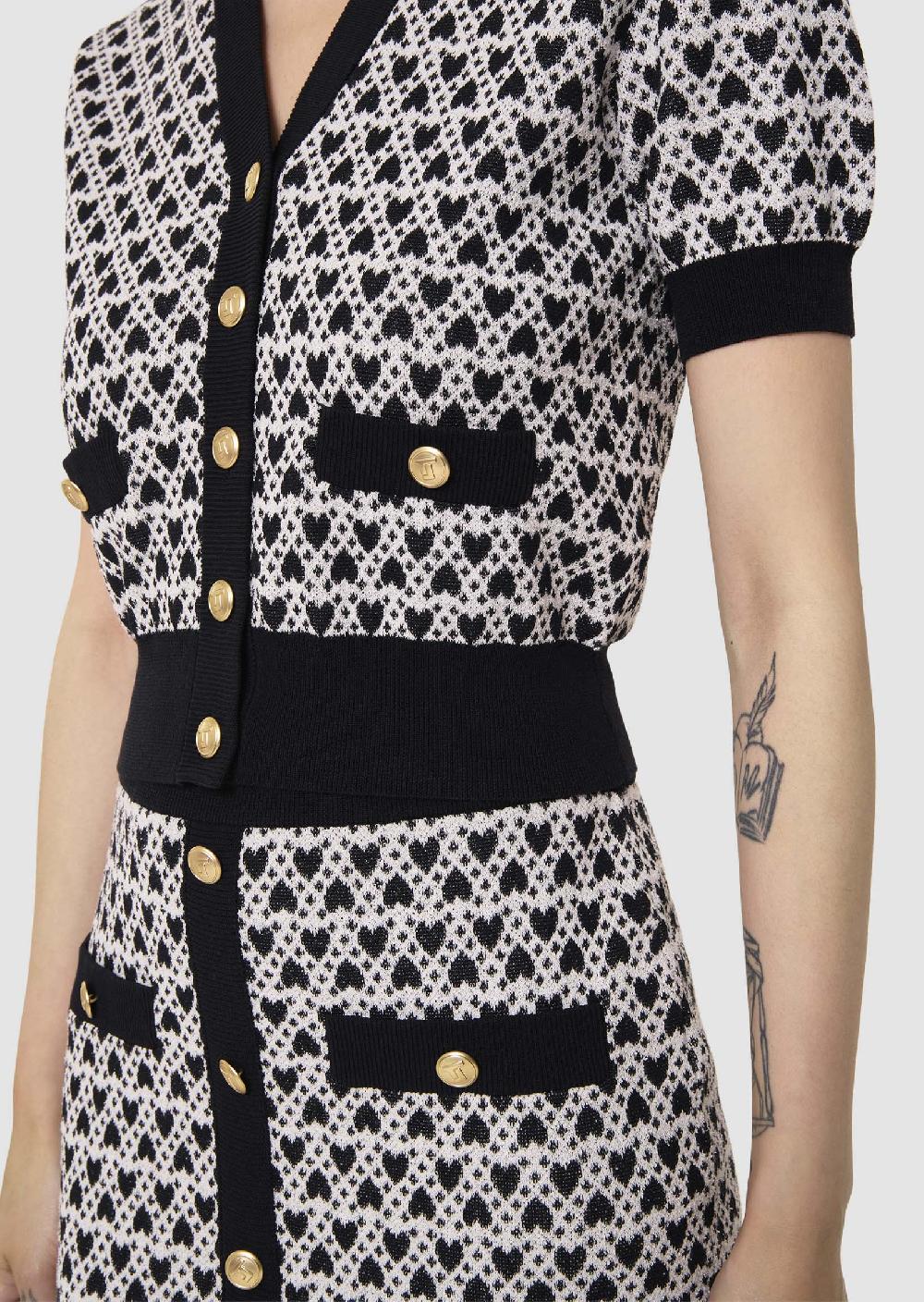 tara jarmon Gilet Gavrilécru en coton en jacquard coeurs