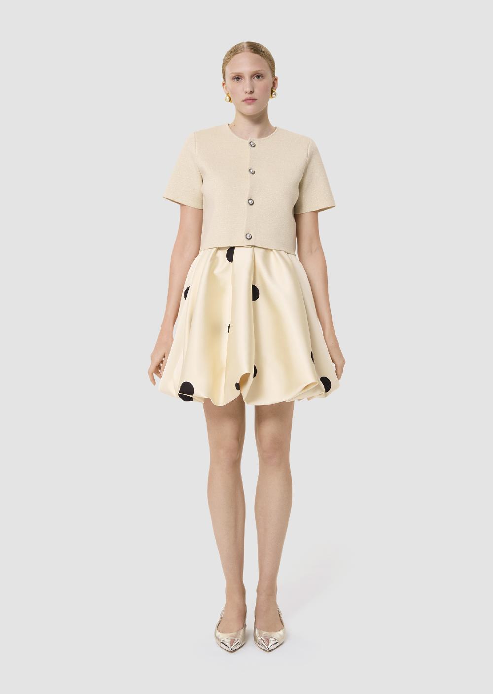 Tara Jarmon Jupe Joaneécrue Imprimé Gros Pois Noirs