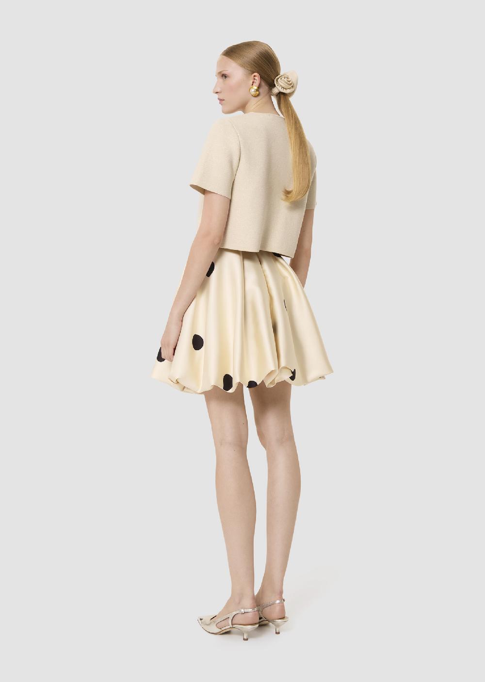 Tara Jarmon Jupe Joaneécrue Imprimé Gros Pois Noirs