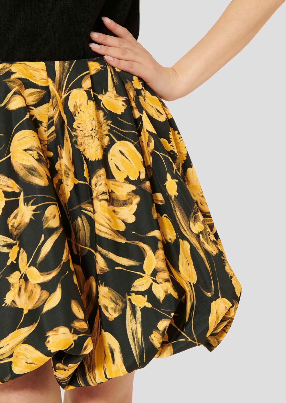 Tara Jarmon Jupe Joanenoire Imprimée Tulipes Jaunes