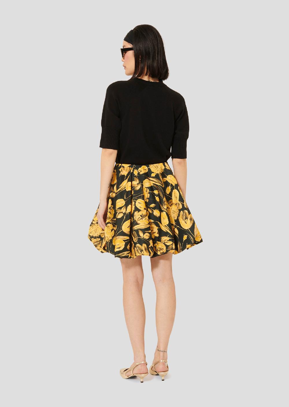 Tara Jarmon Jupe Joanenoire Imprimée Tulipes Jaunes