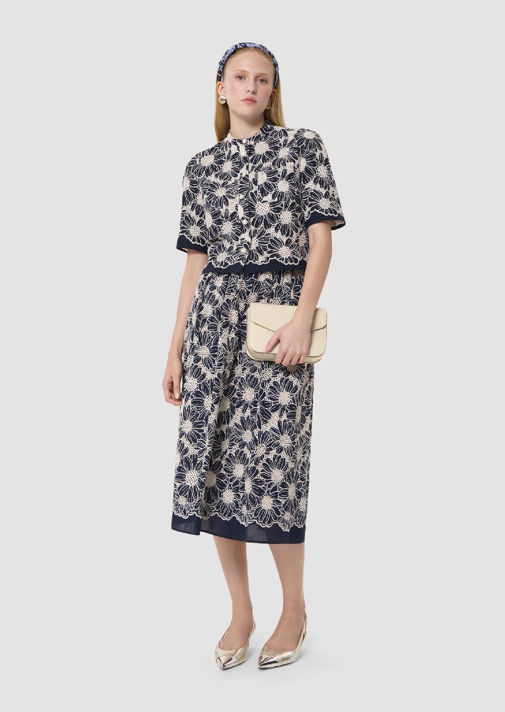 Tara Jarmon Jupe Juniobleu Nuit En Broderie Anglaise