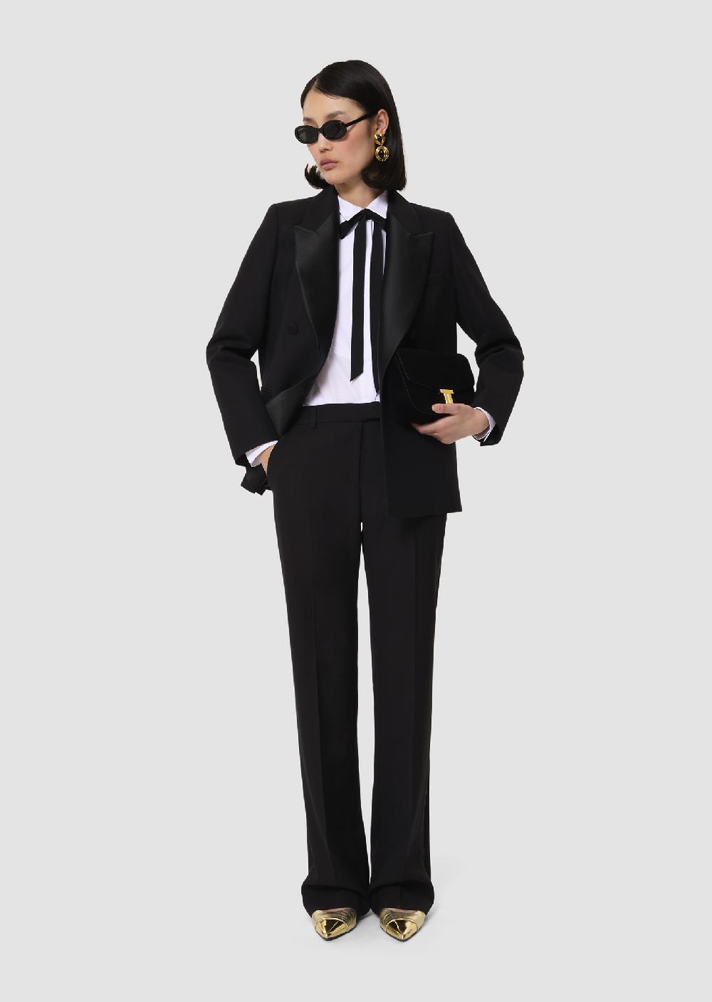 Tara Jarmon Pantalon Poupettenoir En Toile Tailleur