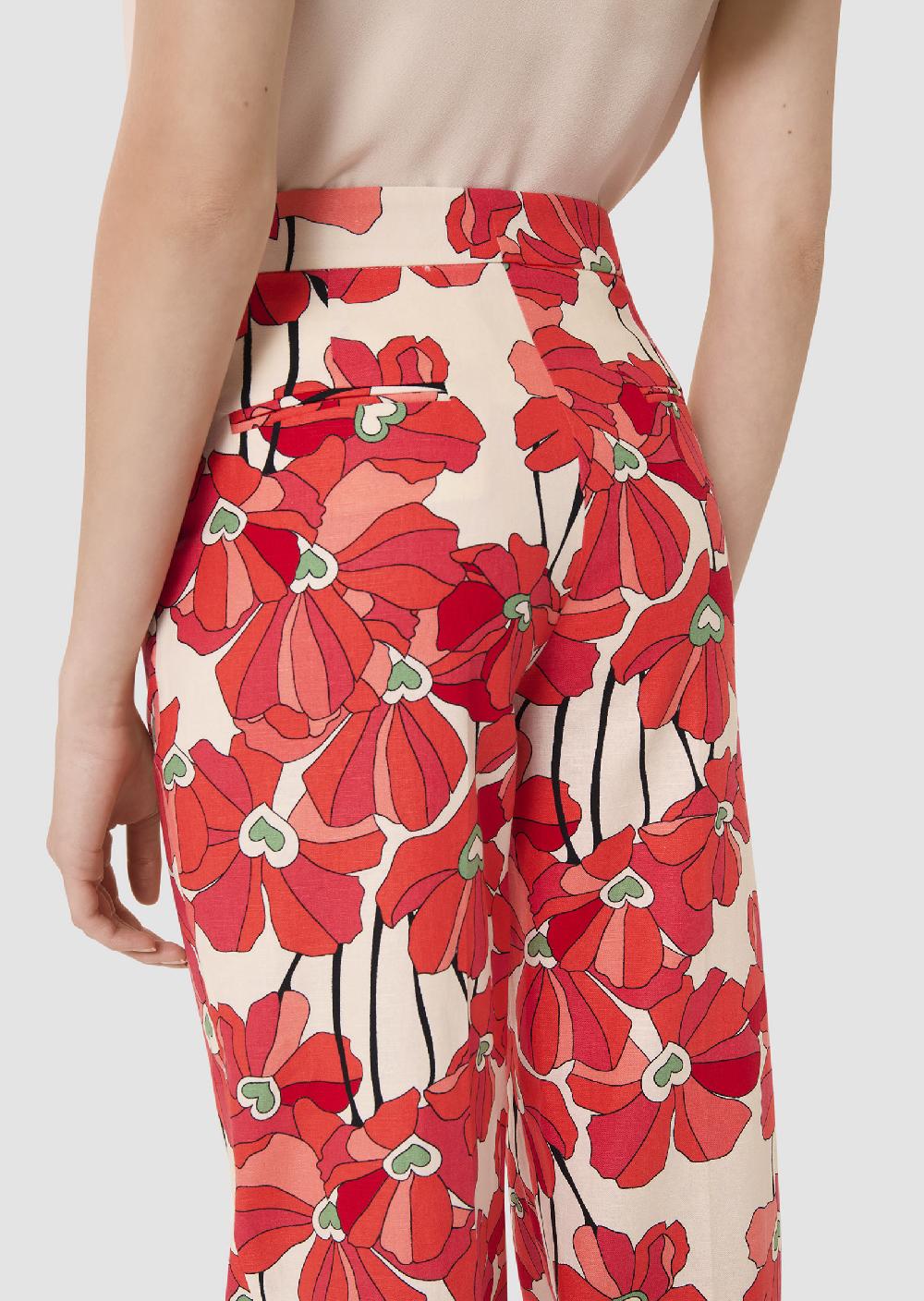 Tara Jarmon Pantalon Primaverarouge Imprimé Fleuri En Coton