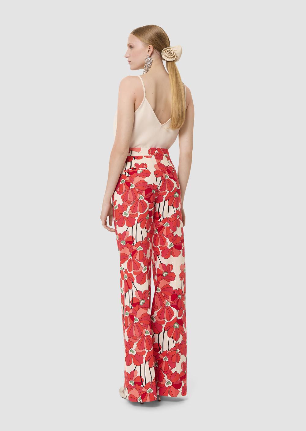 Tara Jarmon Pantalon Primaverarouge Imprimé Fleuri En Coton