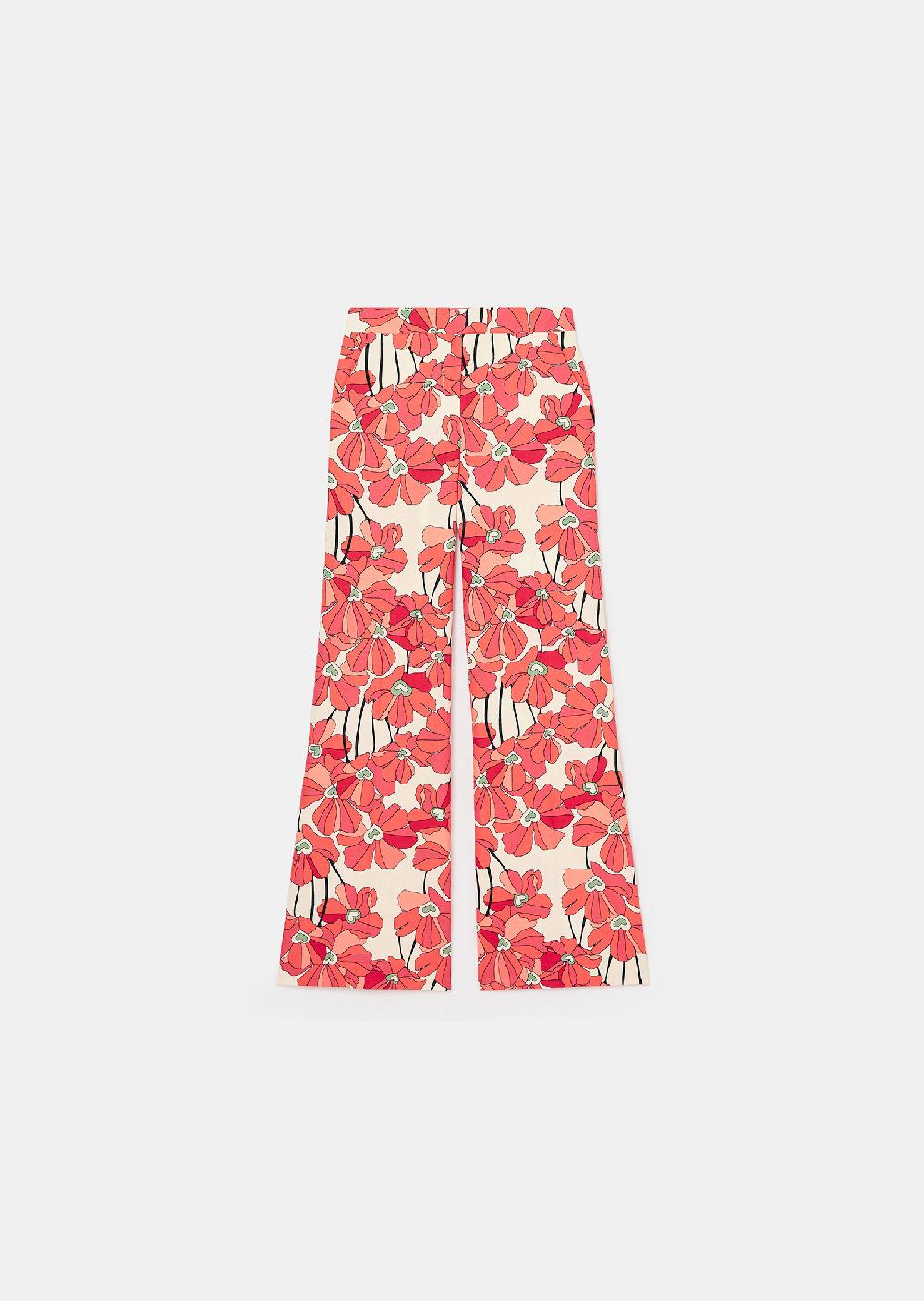 Tara Jarmon Pantalon Primaverarouge Imprimé Fleuri En Coton