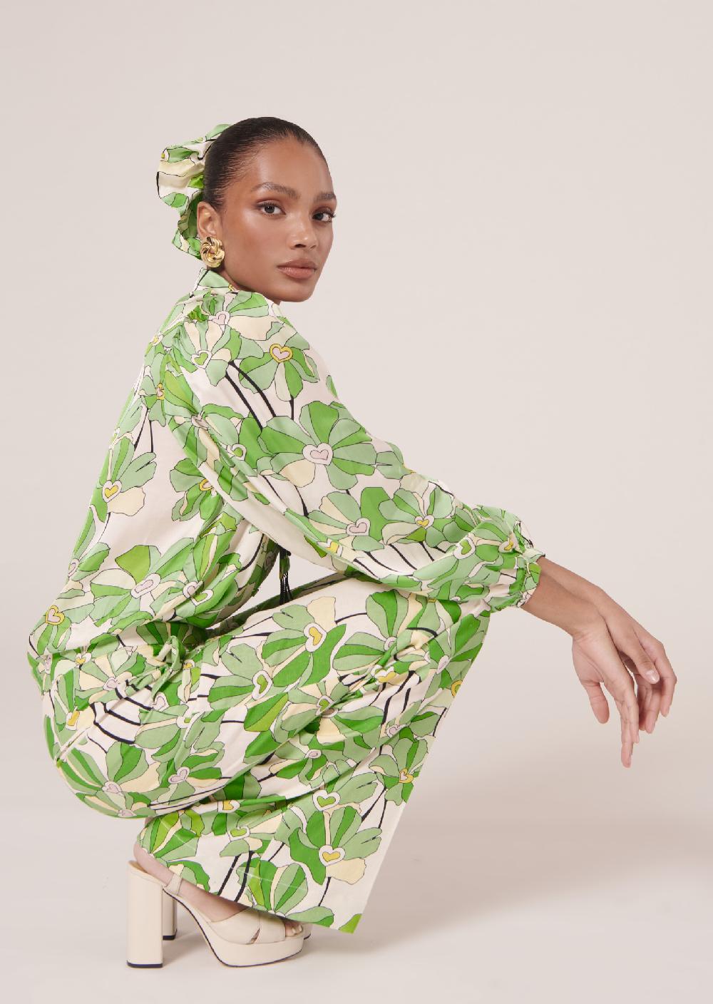 tara jarmon Pantalon Primaveravert imprimé à fleurs