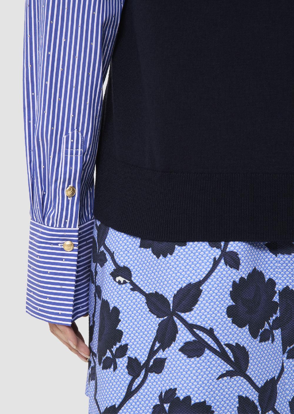 Tara Jarmon Pull Primebluebleu Nuit En Coton Et Laine Merinos