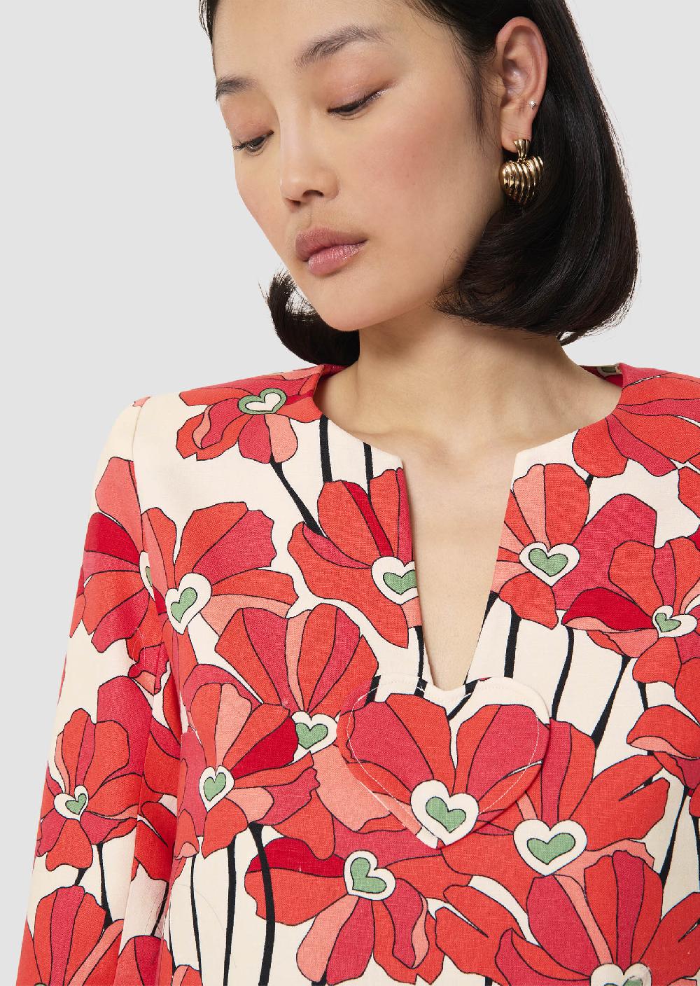 Tara Jarmon Robe Rhealarouge Imprimé Fleuri En Coton