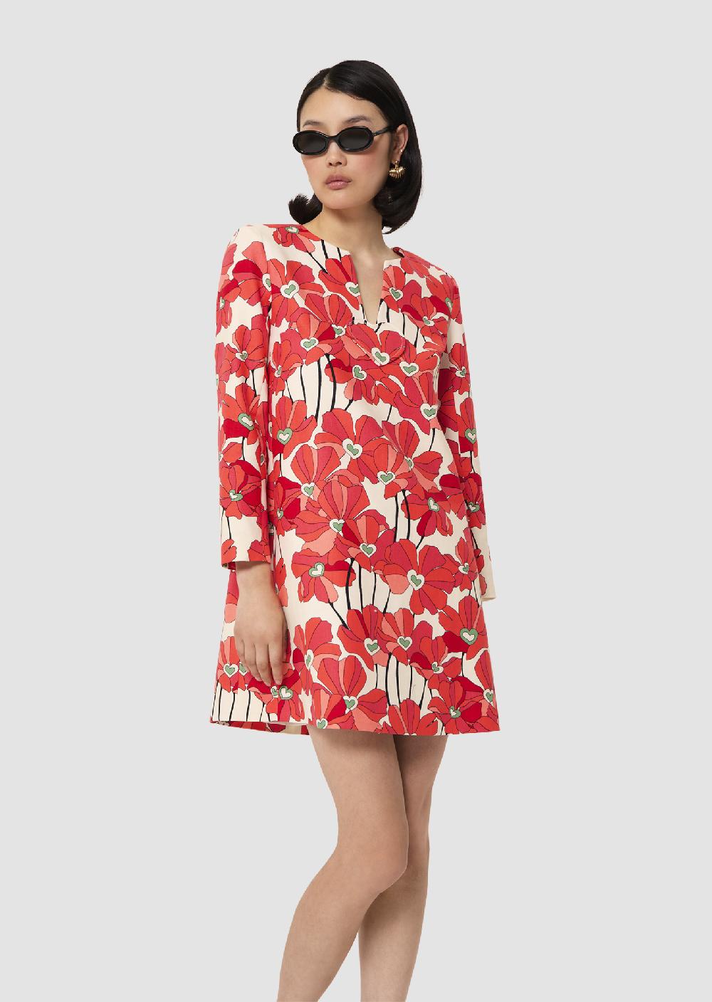 tara jarmon Robe Rhealarouge imprimé fleuri en coton