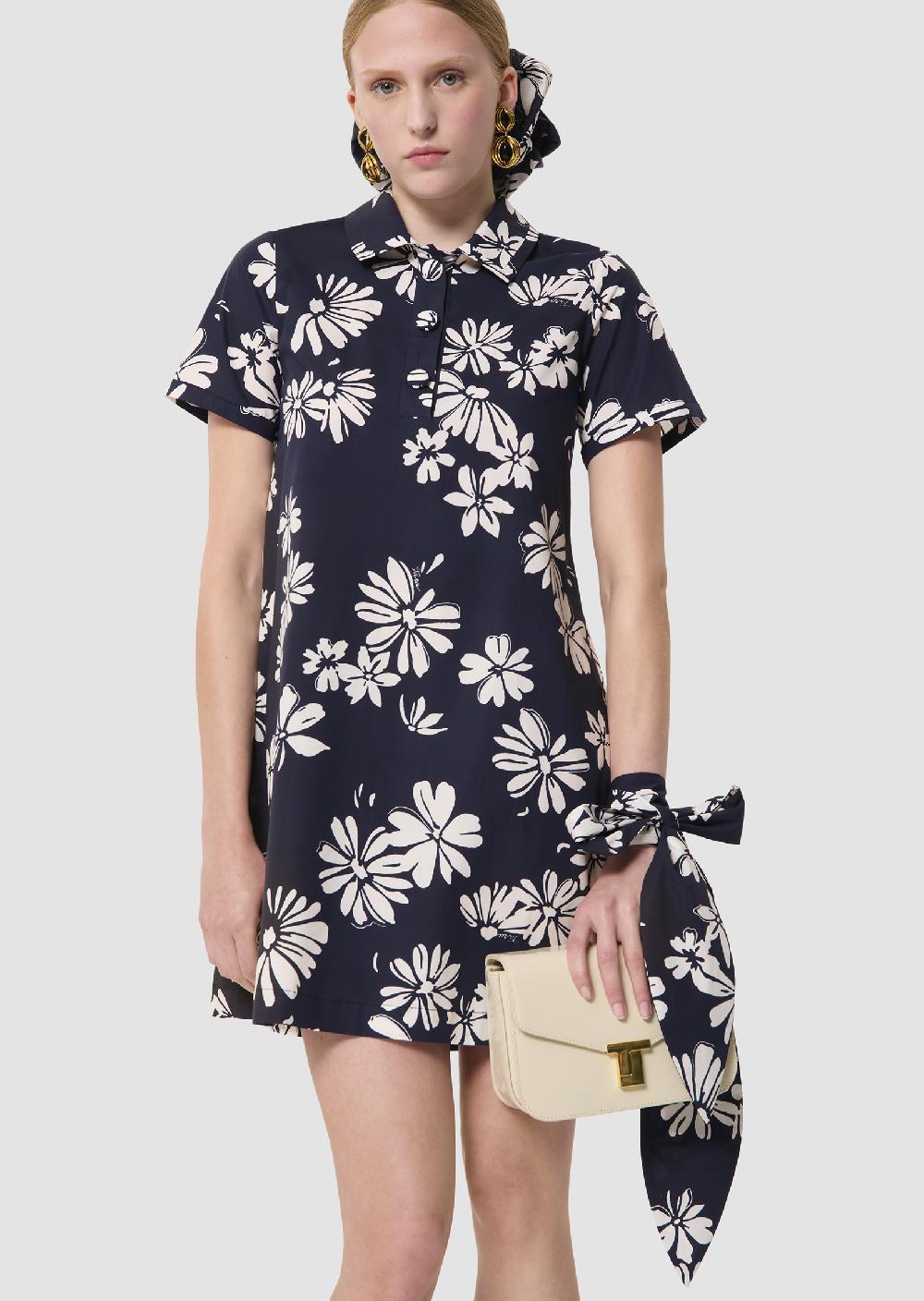 tara jarmon Robe Ritournellableu nuit imprimé fleuri