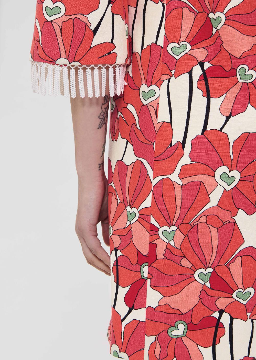 Tara Jarmon Robe Rivannerouge Imprimé Fleuri En Coton