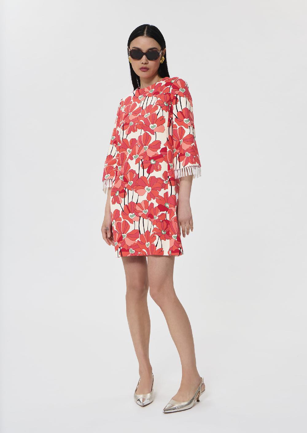 tara jarmon Robe Rivannerouge imprimé fleuri en coton