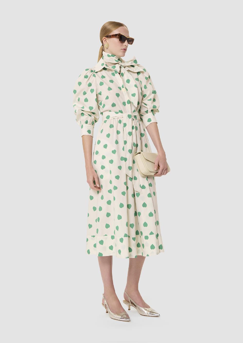 tara jarmon Robe Rivoltineécrue imprimé coeurs en popeline