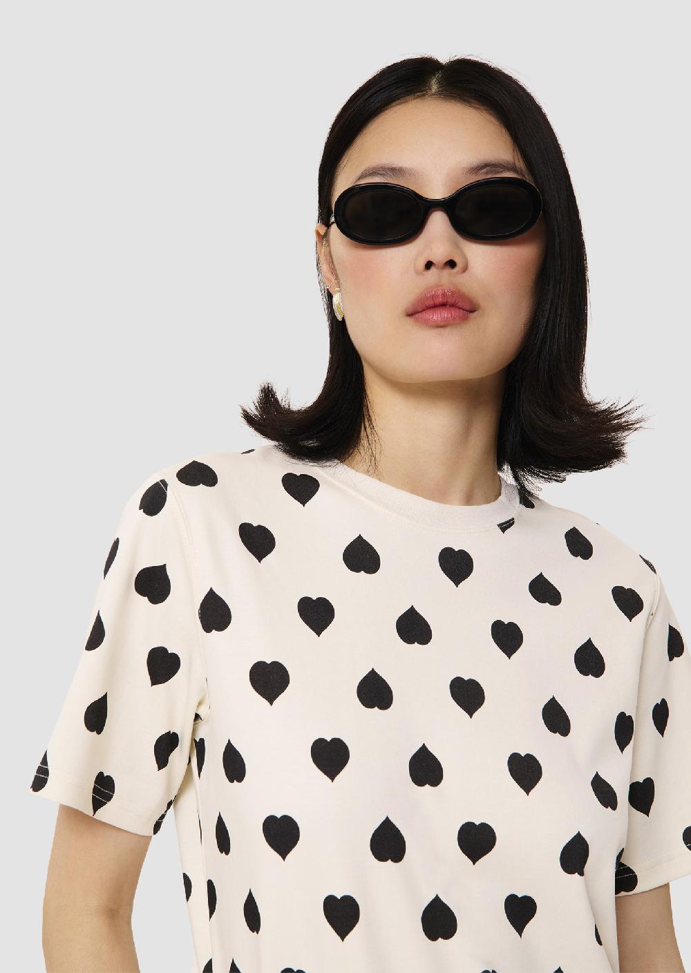 tara jarmon T-shirt Taralovelyécru imprimé coeurs gris