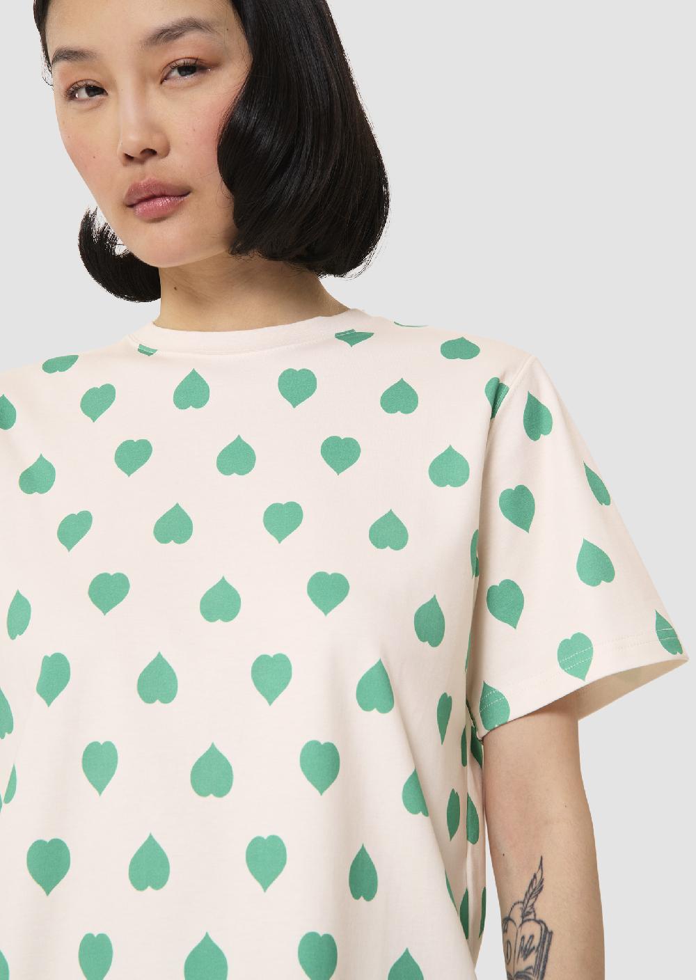 tara jarmon T-shirt Taralovelyécru imprimé coeurs verts