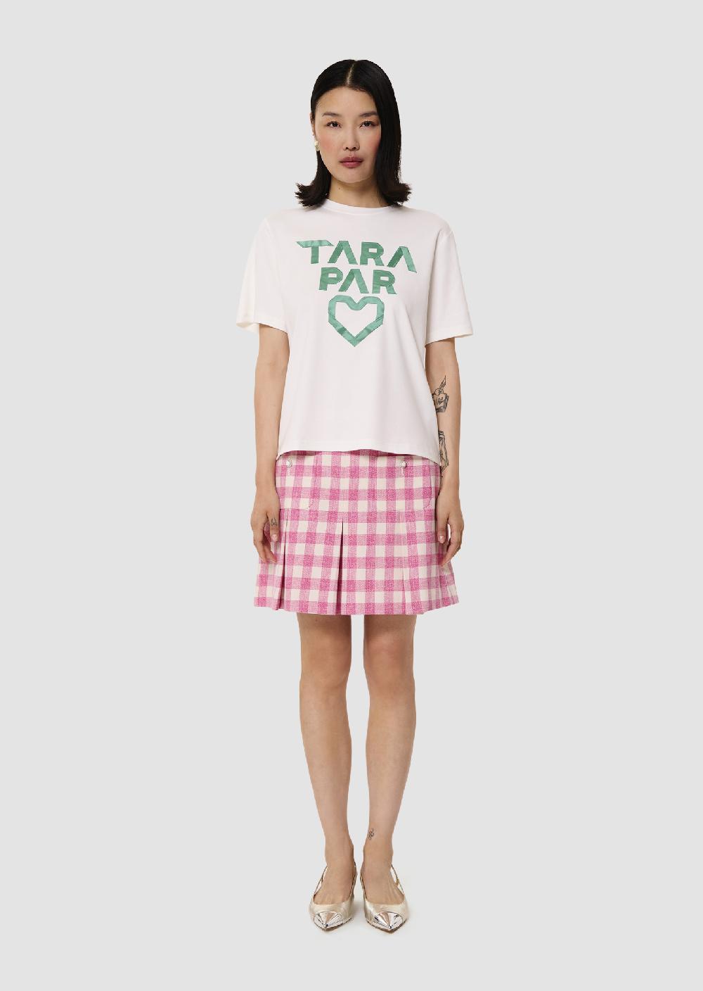 Tara Jarmon T-shirt Trefleblanc En Double Coton "Tara Par Coeur" Vert