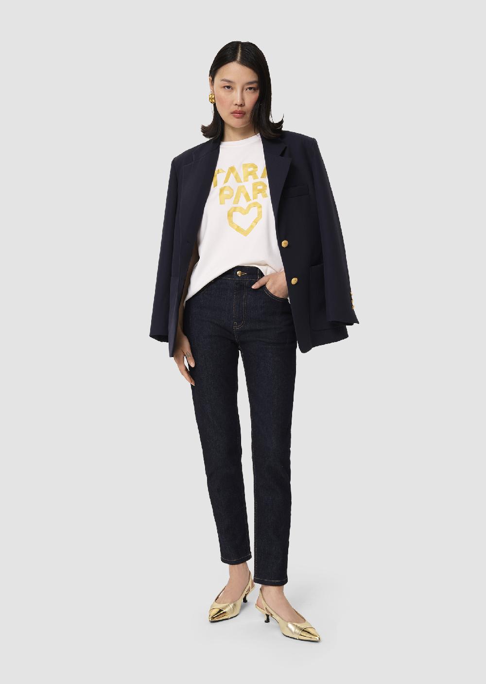 Tara Jarmon T-shirt Trefleblanc En Double Coton "Tara Par Coeur" Jaune