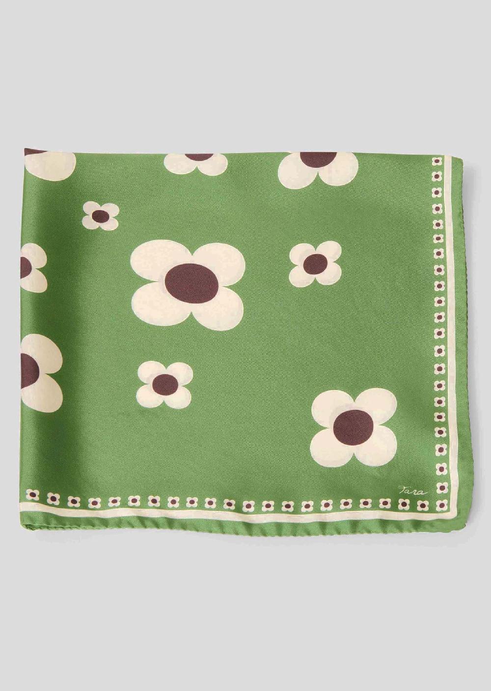 Tara Jarmon Carré De Soie Edmavert Imprimé Fleurs