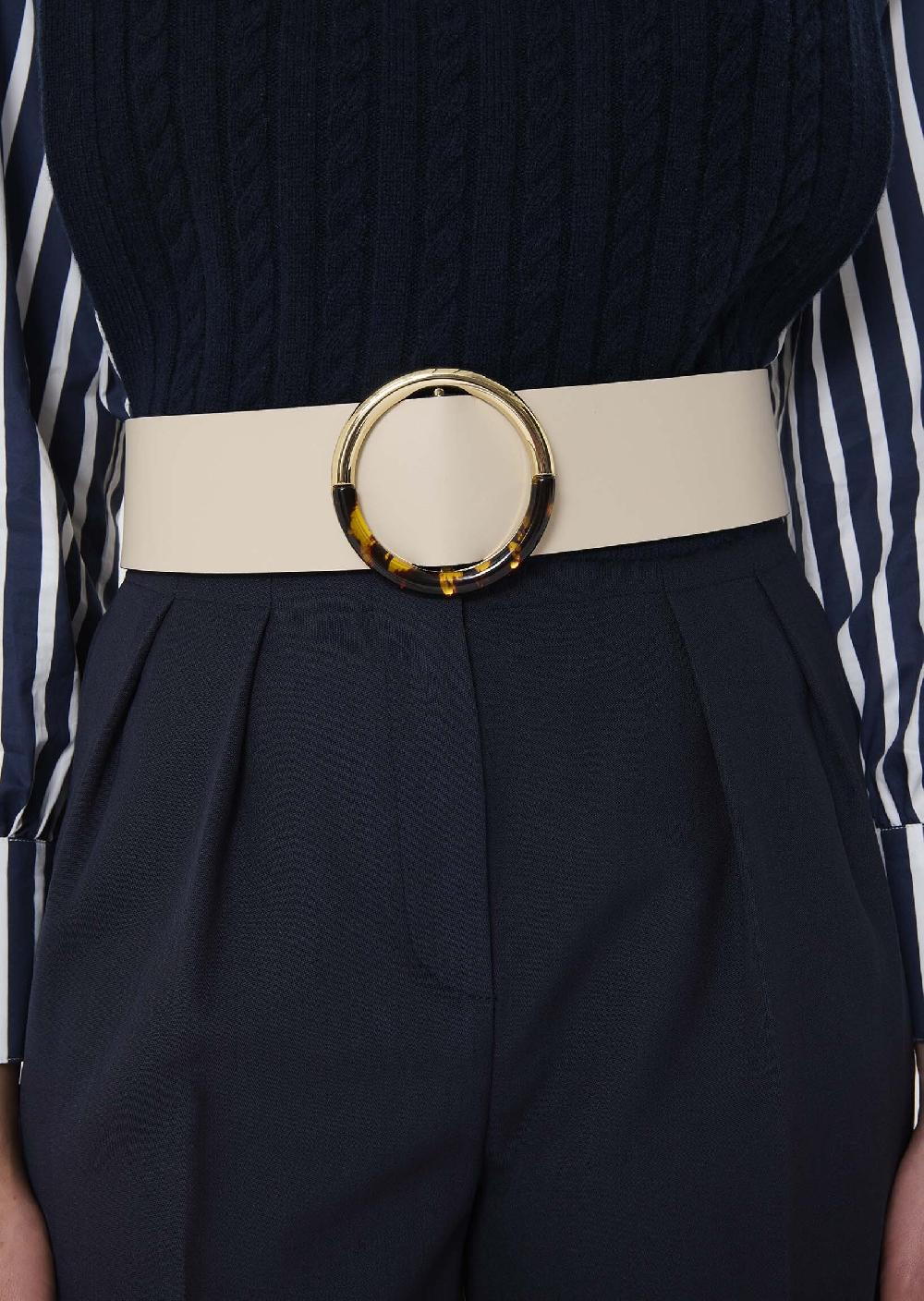 tara jarmon Ceinture Laurenécrue en cuir lisse