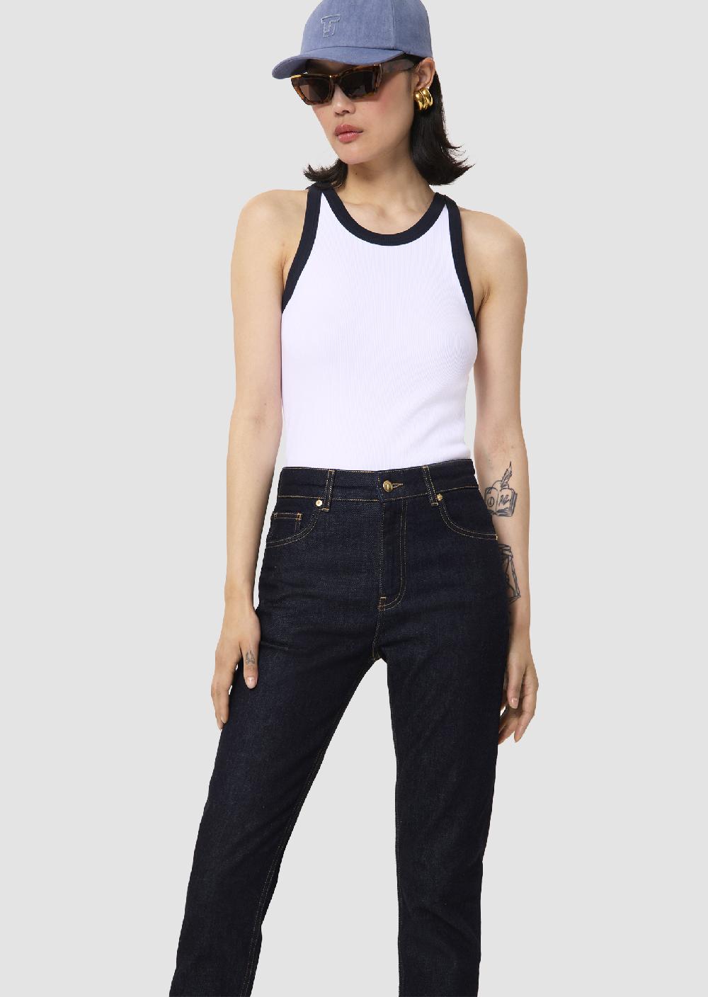 Tara Jarmon Débardeur Trishbleu Nuit Côtelé
