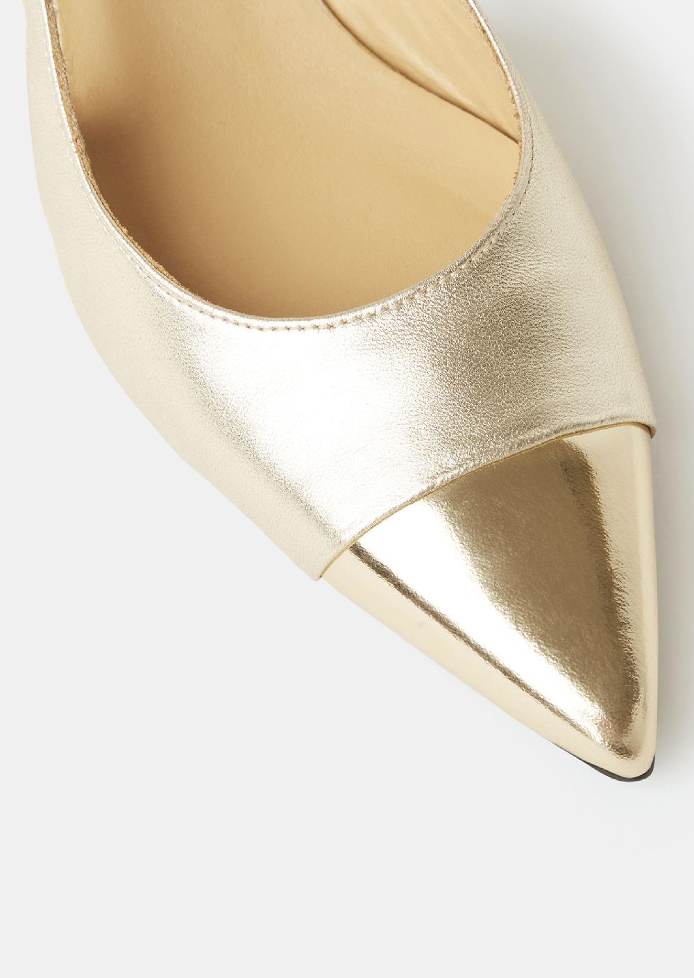 Tara Jarmon Escarpins Kaiadorés En Cuir Métallique