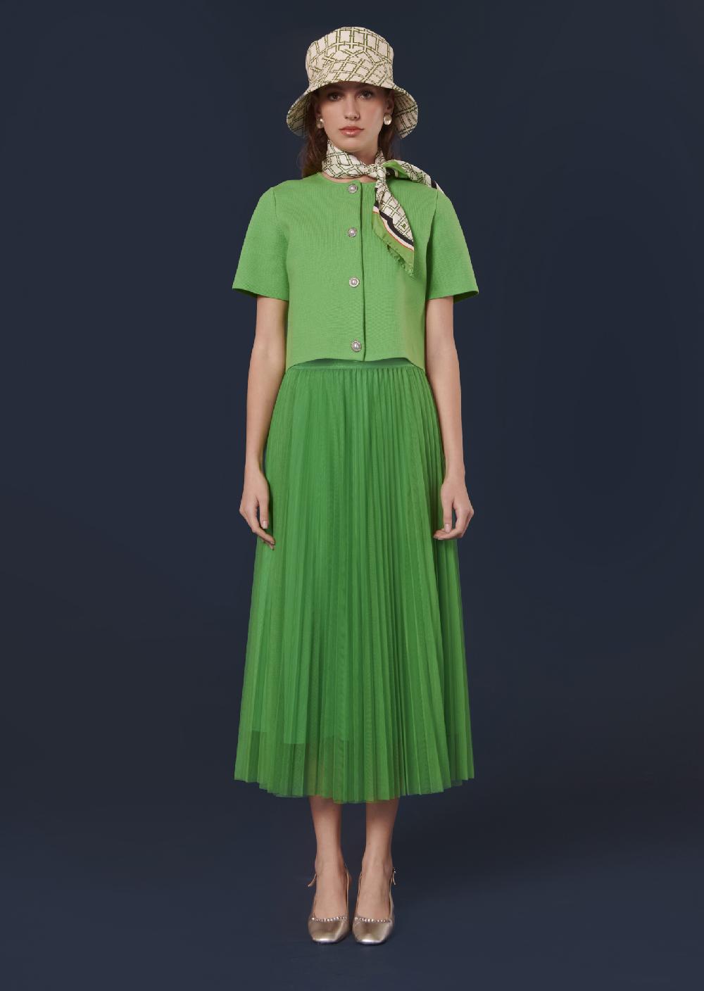 Tara Jarmon Gilet Glittervert En Maille Compacte