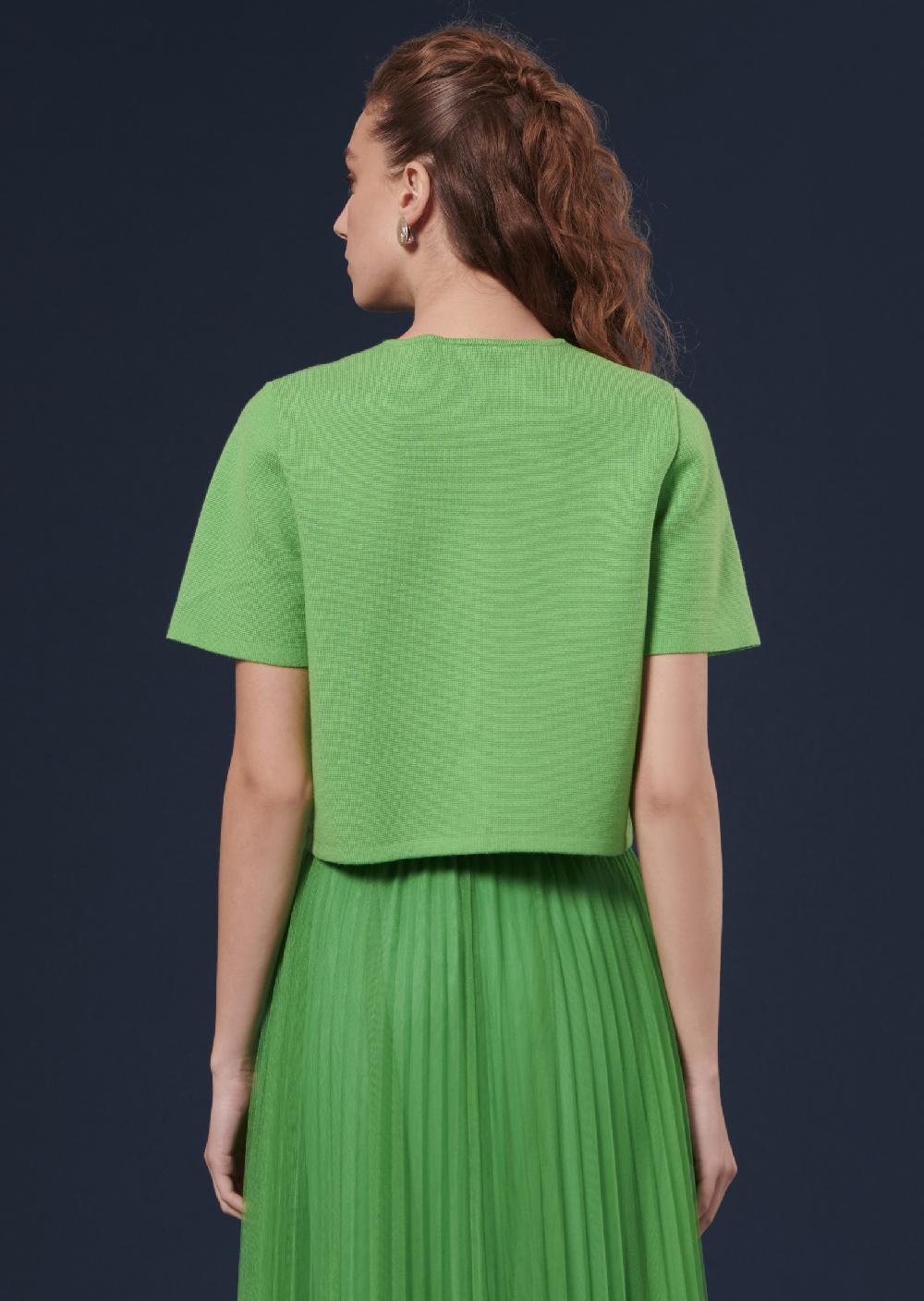 Tara Jarmon Gilet Glittervert En Maille Compacte