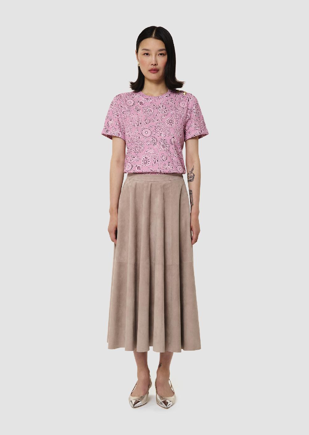Tara Jarmon Jupe Jackgrise En Cuir Velours
