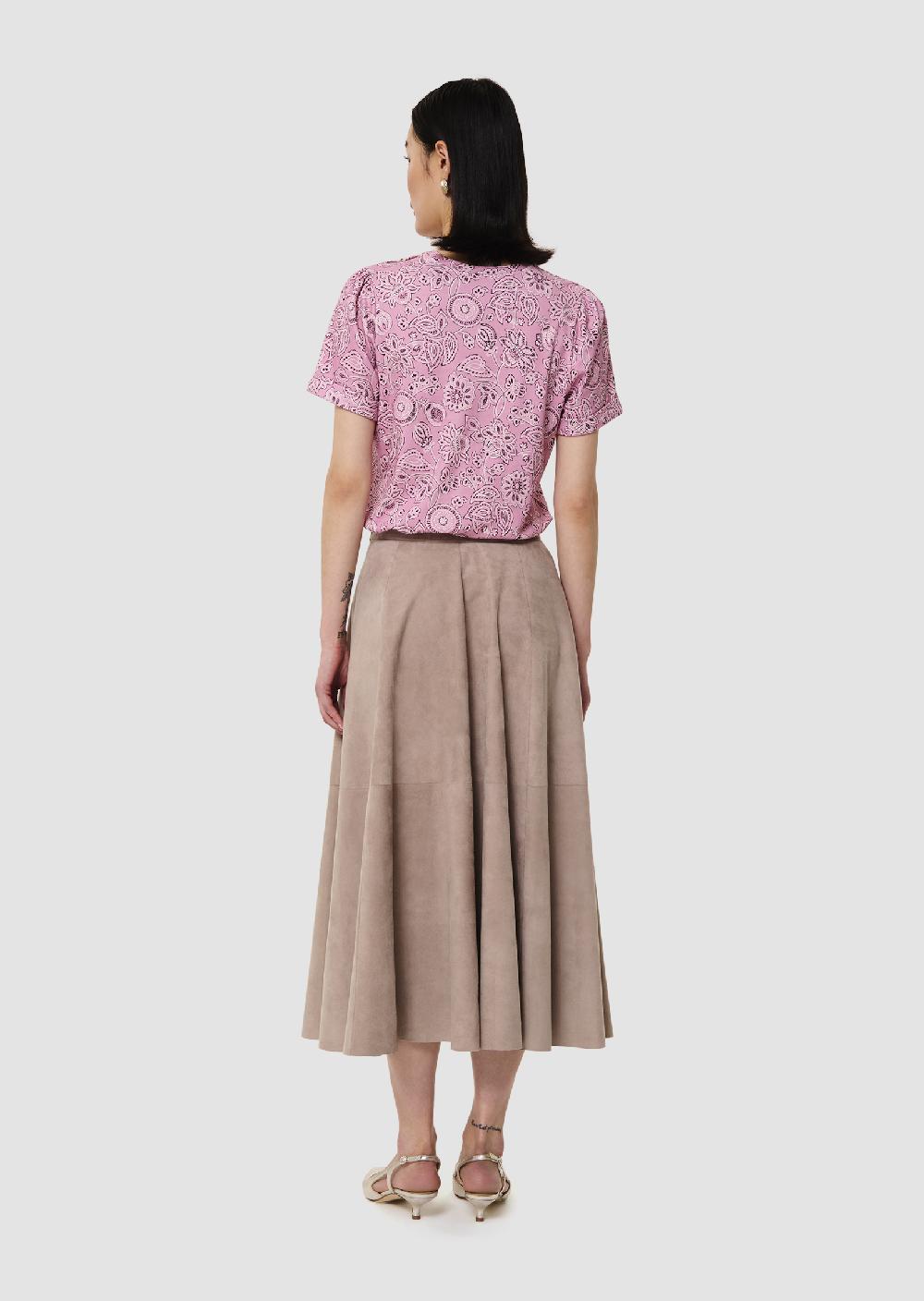 Tara Jarmon Jupe Jackgrise En Cuir Velours