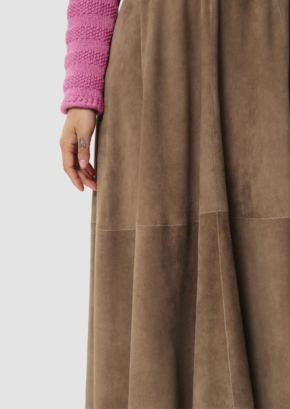 Tara Jarmon Jupe Jackmarron En Cuir Velours