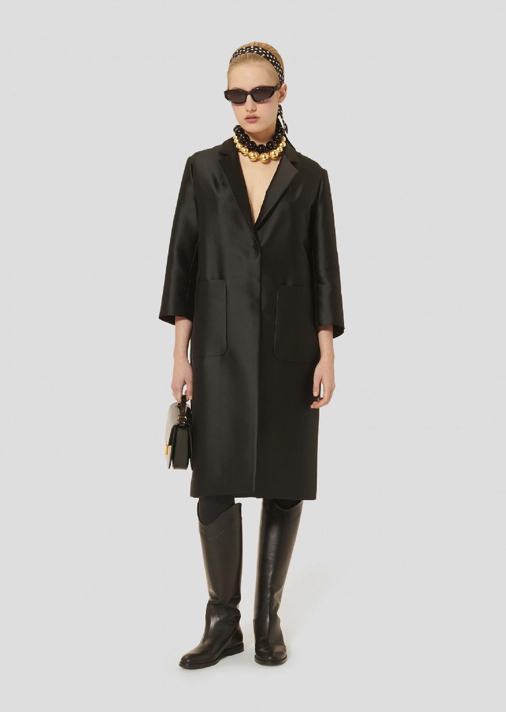 tara jarmon Manteau Martinnoir en satin duchesse