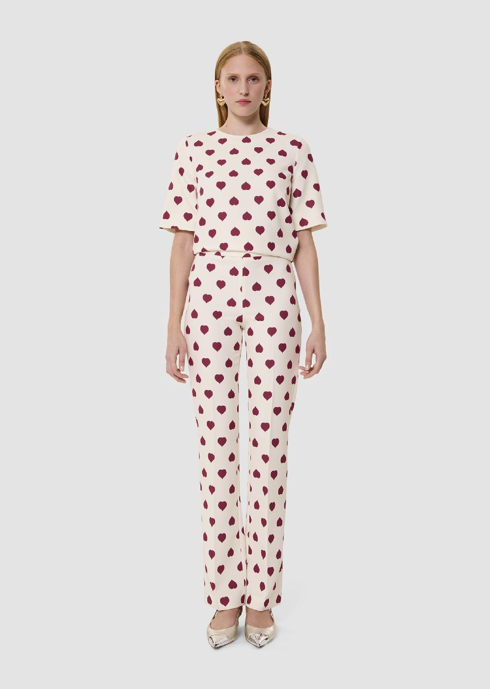 Tara Jarmon Pantalon Paivanécru Imprimé Coeurs