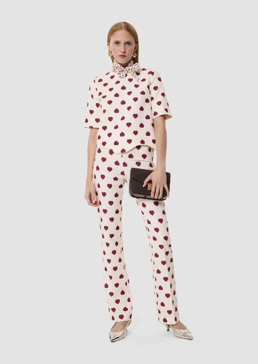 tara jarmon Pantalon Paivanécru imprimé coeurs