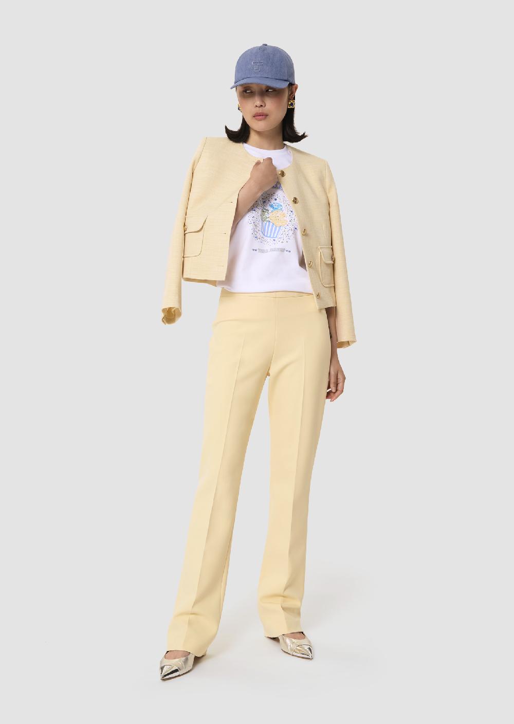 Tara Jarmon Pantalon Papillonjaune En Toile Double