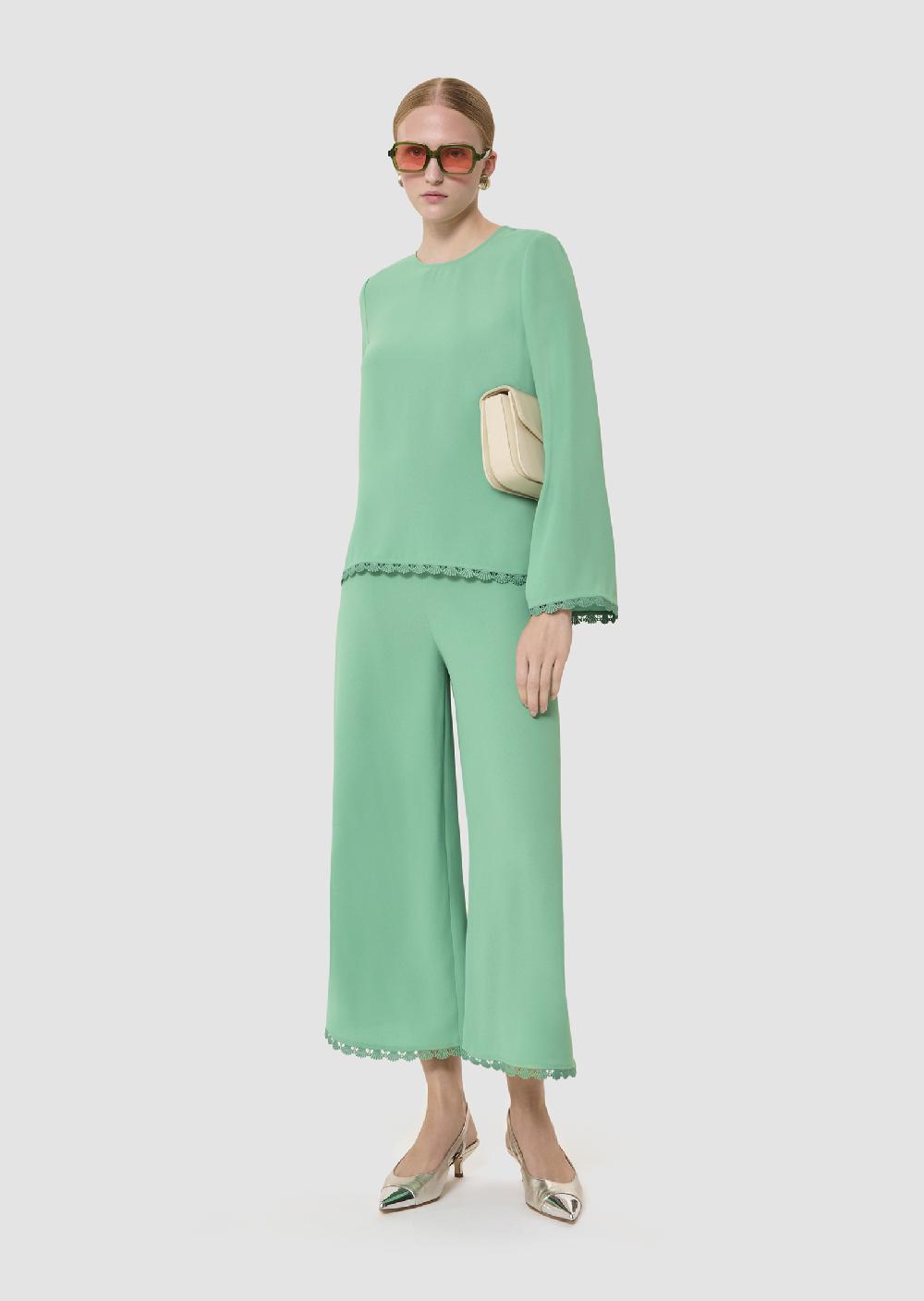 Tara Jarmon Pantalon Positivevert En Crêpe