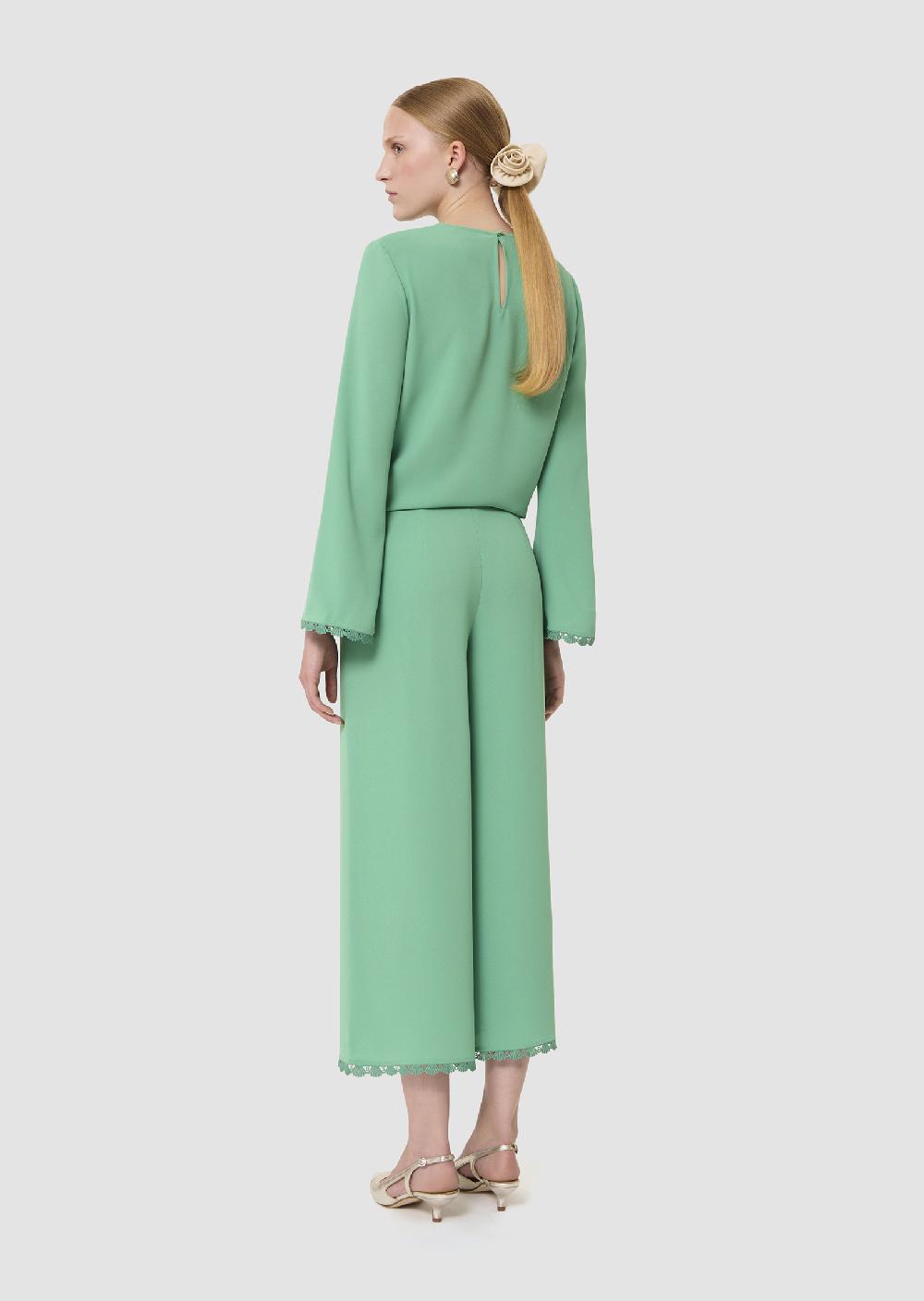 Tara Jarmon Pantalon Positivevert En Crêpe