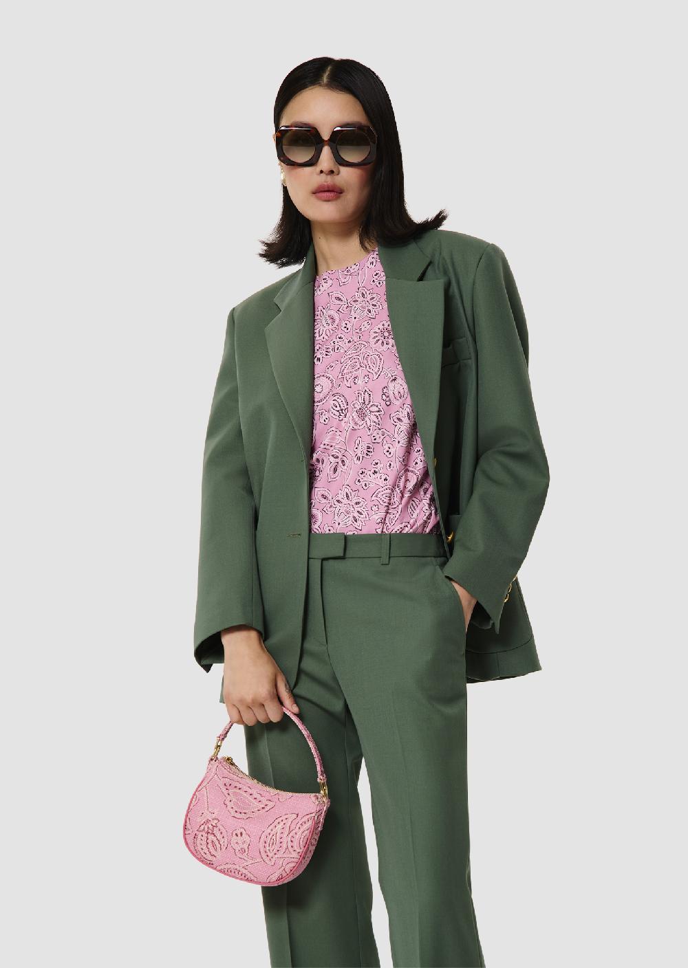 Tara Jarmon Pantalon Poupeevert En Laine Tailleur