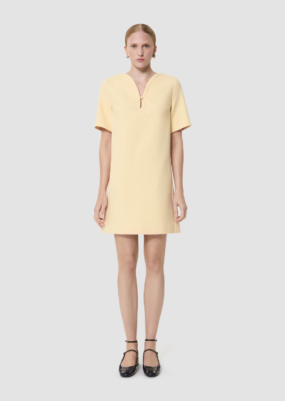 Tara Jarmon Robe Rayjaune En Toile Double