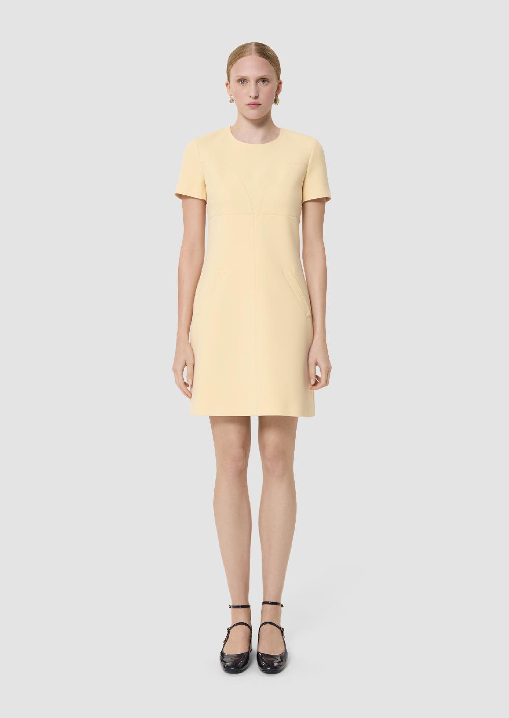 Tara Jarmon Robe Rehanejaune En Toile Double