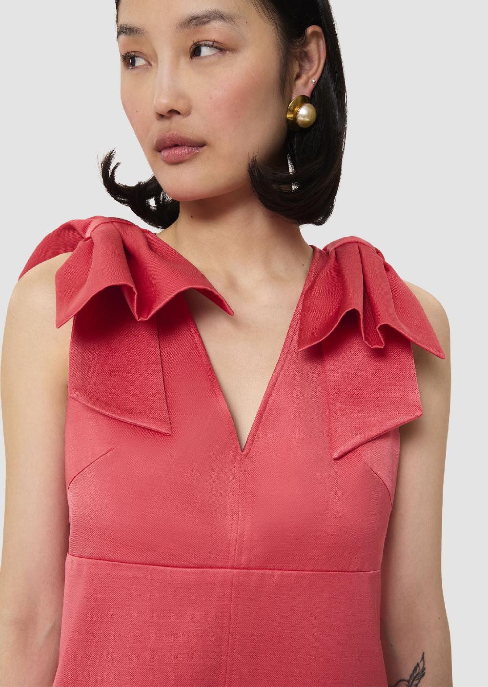 Tara Jarmon Robe Remarquablerouge En Lin Satiné