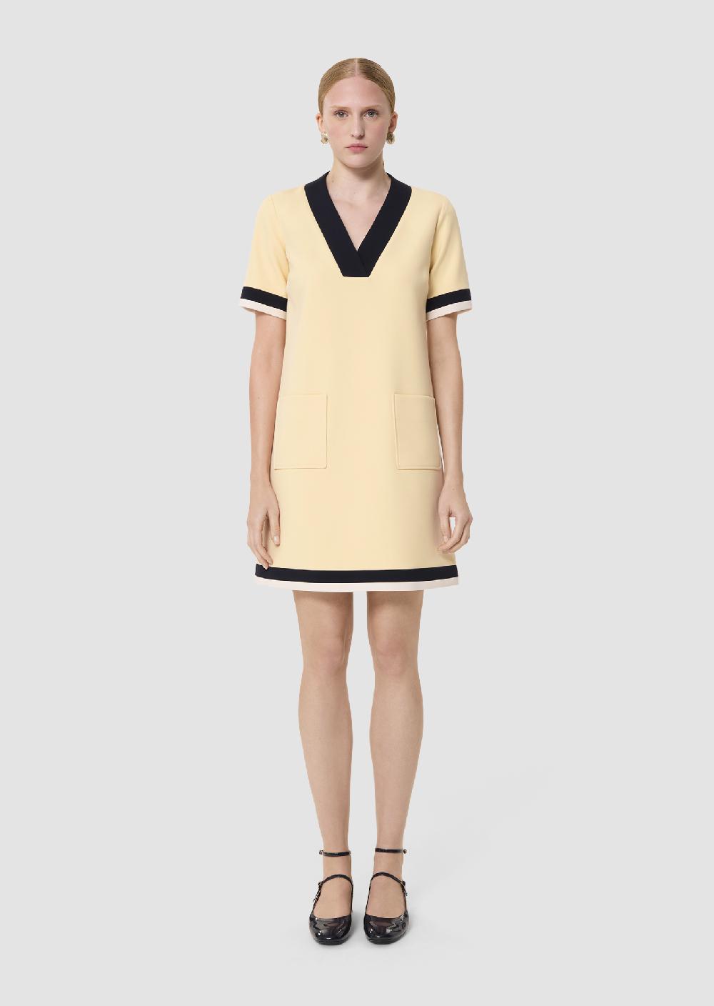 Tara Jarmon Robe Reowajaune En Toile Double