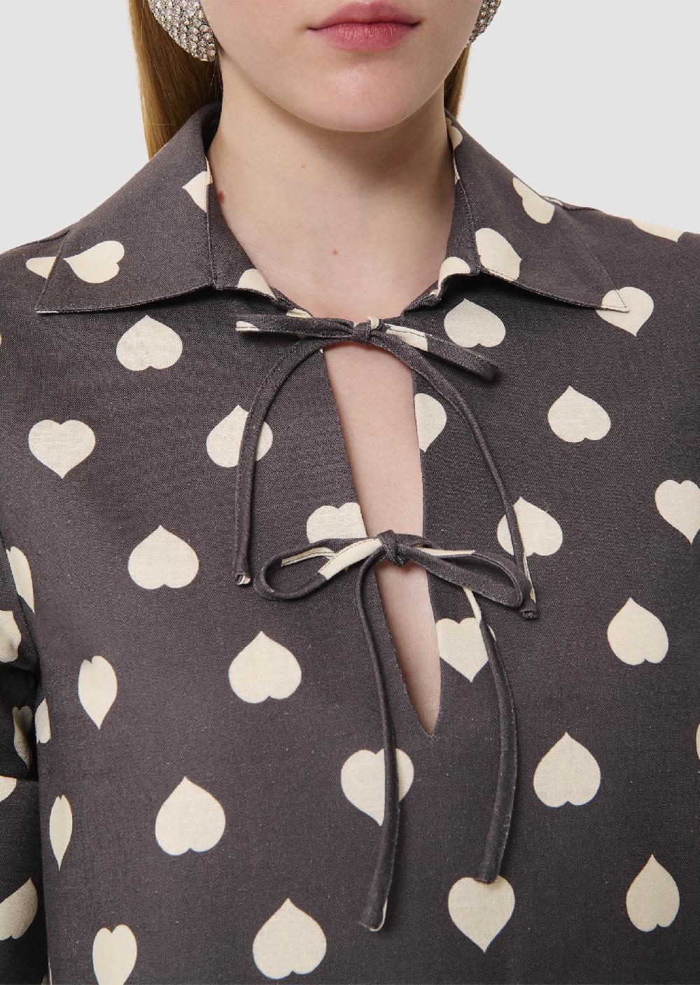 Tara Jarmon Robe Reyesgrise à Coeurs Blancs