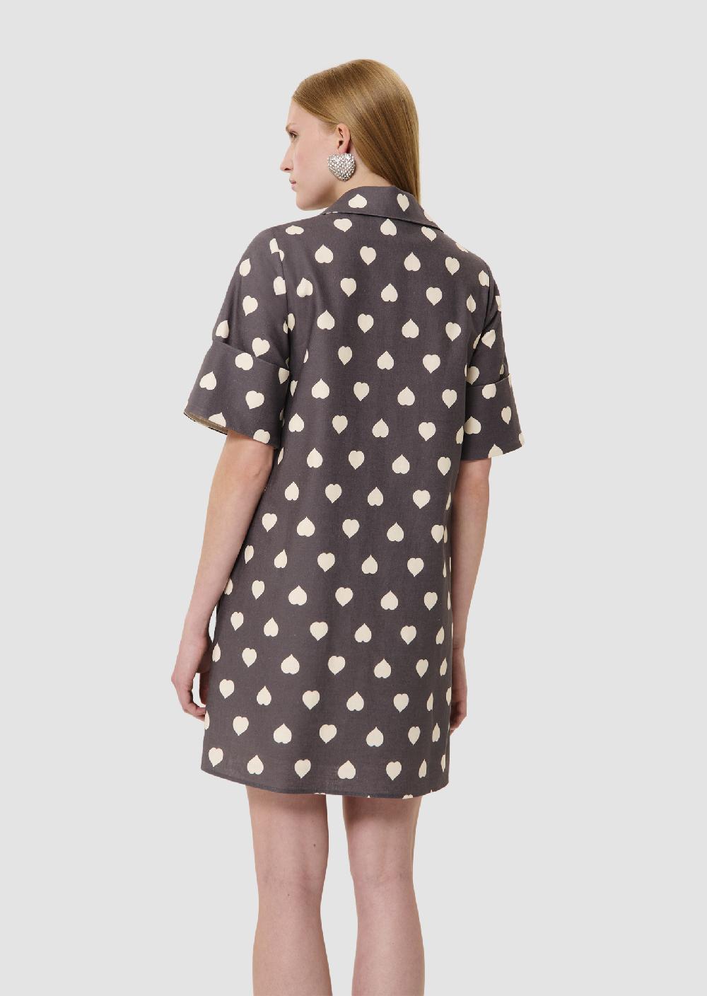 Tara Jarmon Robe Reyesgrise à Coeurs Blancs