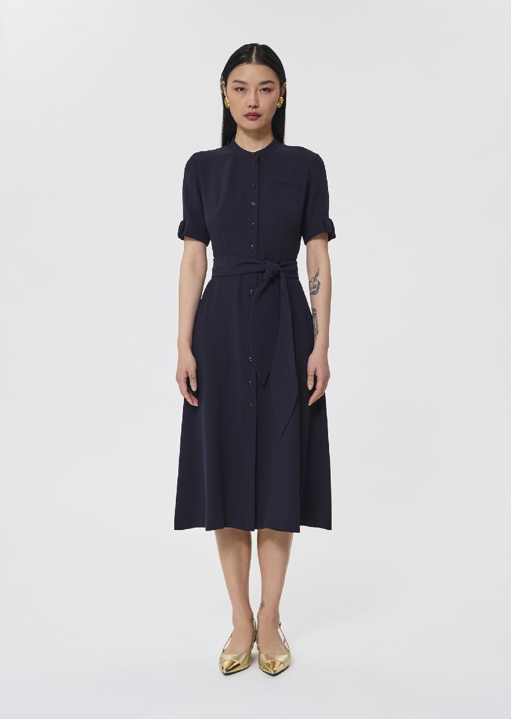 Tara Jarmon Robe Ricochetbleu Nuit En Crêpe Fluide