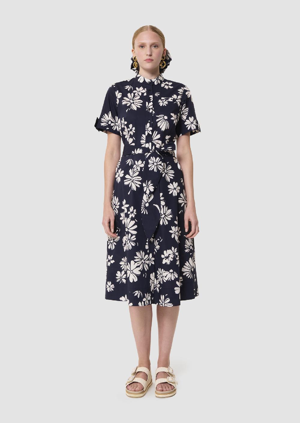 tara jarmon Robe Ricochetbleu nuit imprimé fleuri